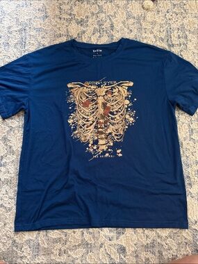 SHEIN Women’s Teal Blue Oversized Short Sleeve Ribcage Graphic Tee